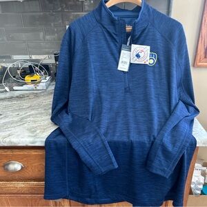 MLB Baseball Shirt Men XXL Blue Vineyard Vines Performance Quarter Zip Athletic